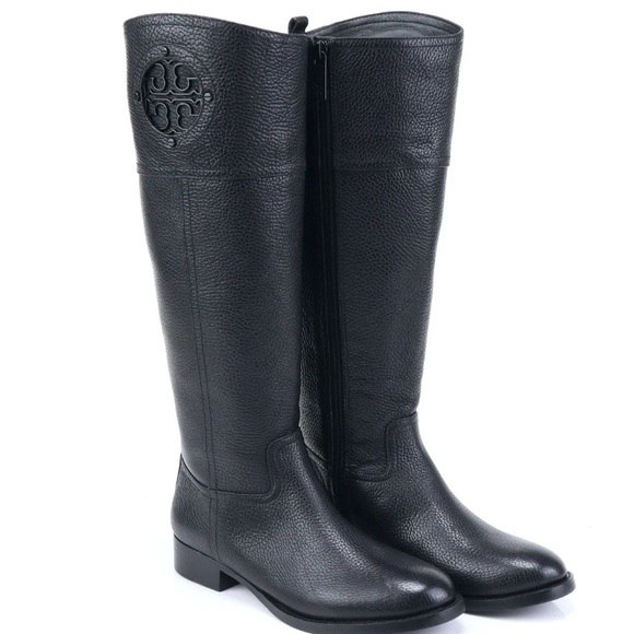 Tory Burch Shoes - TORY BURCH Kiernan 35MM Black Riding Tumbled Leather Boots Size 7.5